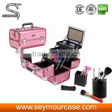 Good Looking Pink Cosmetic Case Made from ABS Panel & Aluminum Frame