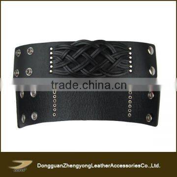 Fashion boy hand braided bracelet wide leather cuff bracelets for sale