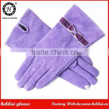 2016 Helilai Factory Gloves Best Selling Touch Screen Ladies Suede Gloves