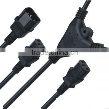 IEC C14 male plug to IEC C13 2 female splitter power cord