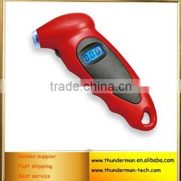 Multifunctional red tire tread depth gauge with Blue LED back light