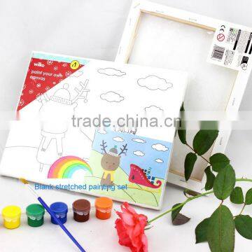 TZH 103 Yiwu factory kids canvas paintings set includes acrylic paint and brush