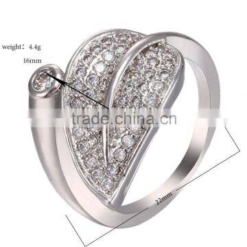 Antique Lovely Leaf Shaped Women Inlay Austria Crystal Gold Plated Engagement Ring photo-4