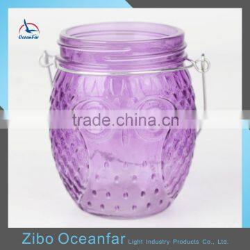 Hot Sale Colored Round Hanging Tea Lights Glass Lanterns Fancy Candle Jars