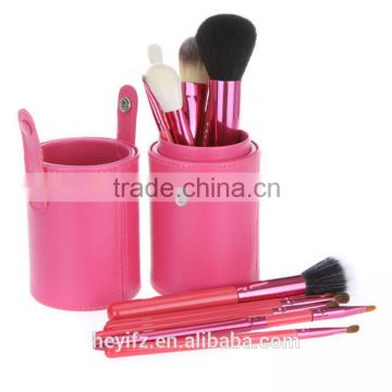 High Quality Multi-color Real Hair 12PCS Goat Hair Makeup Brush Set With Cylinder Holder