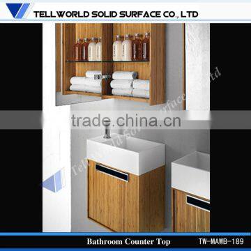 Approved acrylic toilet wash basin with wooden garbage can