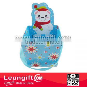 Snowman Cardboard Pail christmas packaging paper pail with ribbon handle cardboard pail