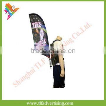 Custom made street walking advertising backpack feather flag