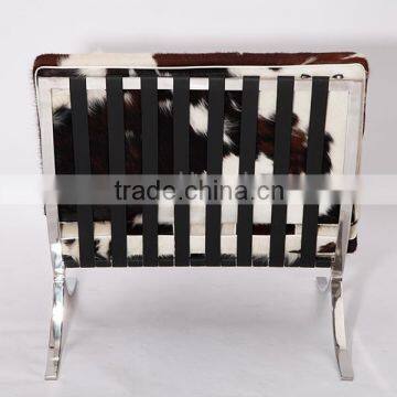 Luxury Furniture Wholesale Reclining Chair Leather Barcelona Chair Knock off Cowhide Dining Chair photo-6