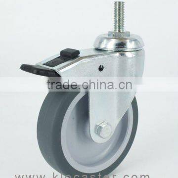 4" TPR Caster With Threaded Stem, 100mm TPR Caster With Brake