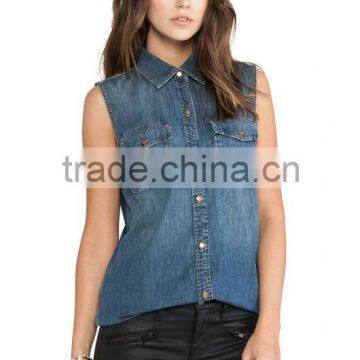 New Designer Sleeveless Denim Women Vest JXF032 photo-5