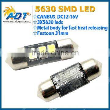 Super promotion 3 LEDs 5630 / 5730 SMD Super Canbus festoon led 31mm