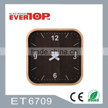 new cheap square wood analogue wall clock ET6709