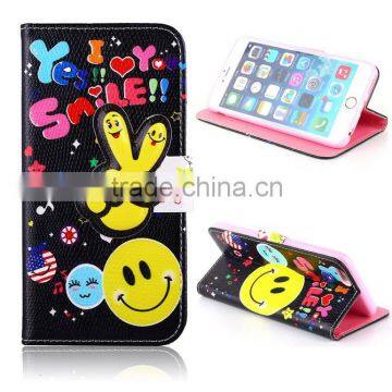 Card Slots Cash Compartment Color Printing PU Leather Wallet mobile phone Case