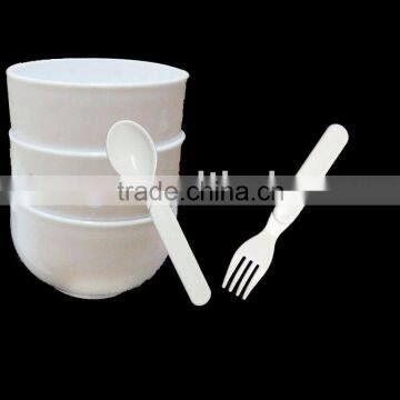 Plastic kids bowl plastic spoon plastic fork