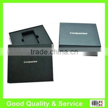 Black Hardcover Mobile Phone Packing Paper Boxes with EVA Tray Inside