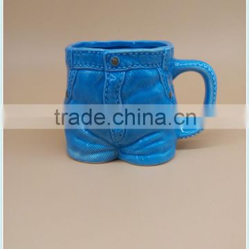 ceramic jeans mug with jeans shape mug for home decoration