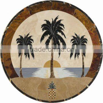 Hotel image wall decoration marble medallion backing aluminum