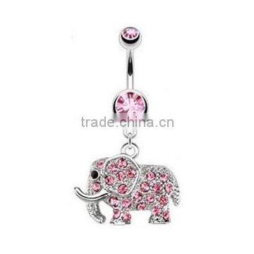 Gemmed Elephant Belly Button Ring