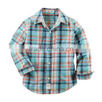 wholesale new pattern designer stylish comfort oem one chest pocket long sleeve cotton kids fancy check shirts