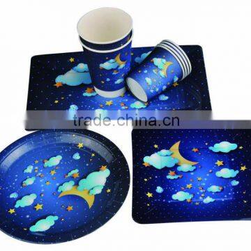 10" 400gsm opp lamination party boy and girls design paper plates and cups