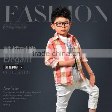 kids clothes boy's check T-shirt in apparel stock wholesale