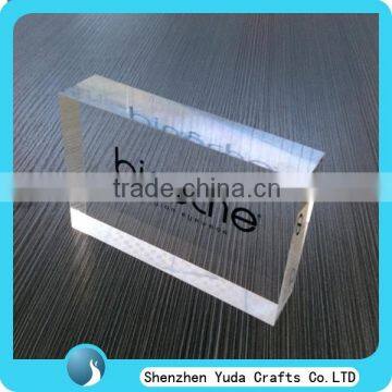 high clear block with printing logo, best selling acrylic nameplate cast logo block