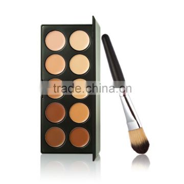 10 Colors Makeup Palette Earth Tone Camouflage Concealer Face Cream Cosmetic With Wooden Black Brush