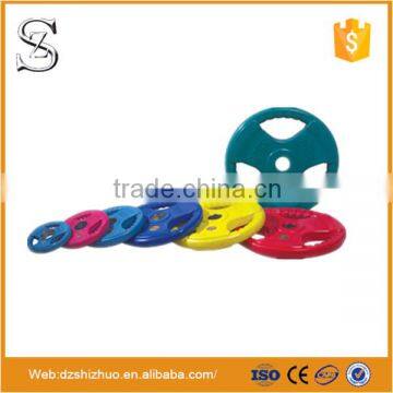 Colorful Tri-grips Olympic Rubber Gym Weight Plates AM07