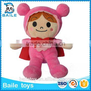 Custom plush pink cute figure baby girl toys for children cartoon character plush toys