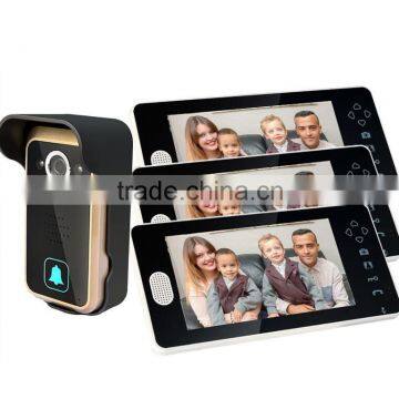 2.4G 7" Access Control Doorbell Camera Night Vision PIR Door Phone one camera 3 monitors QL700