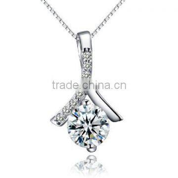 925 silver single zircon stone nice design girlfriend heart pendant necklace