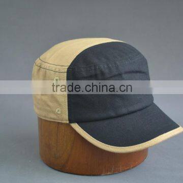 100% Cotton Canvas Army Cap With Embossed pu Leather photo-5