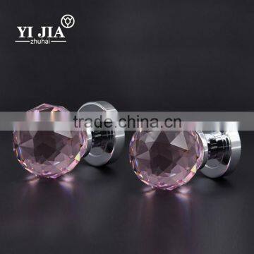 hot sale 60 mm pink color furniture crystal door handles