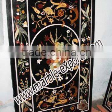 Marble Inlay Rectangle Table Top, Black marble Table Top