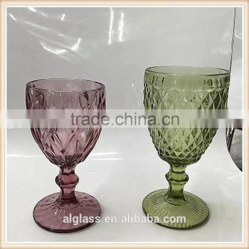 colored short stem wine glass thick rustic wine glass