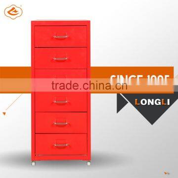 Movable HotSale Korean Colorful 6 Drawer Steel File Cabinet for Creative Office Decoration