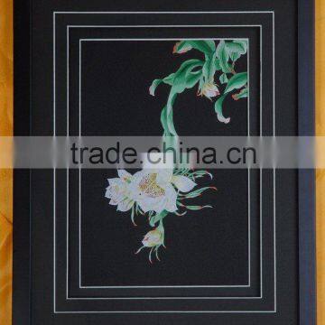 Handworked embroidery wall-hanging---night-blooming cereus