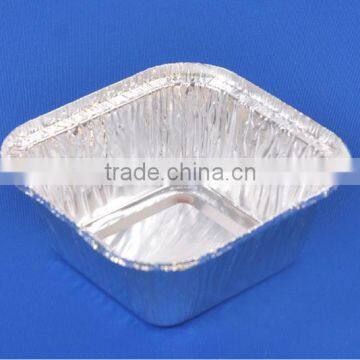 Square Disposable Aluminium Foil Food Container/Flan Container with Plastic Lid