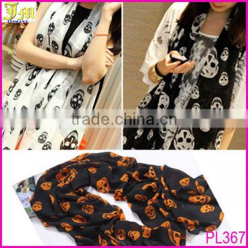 2014 Latest Pop Women Ladies Small Large Skull Head Chiffon Print Wrap Shawl Scarf Stoles