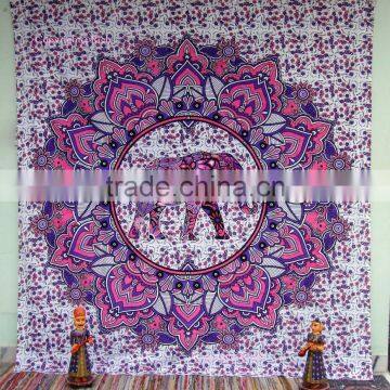 Indian Tapestry Wall Hanging Hippie Elephant Mandala Bedspread Ethnic Throw Art India Gift