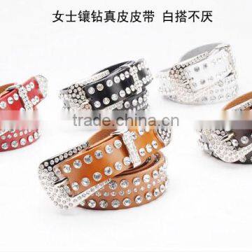 2014 New Arrival Western Ladies Rivet New Fashion Belt With Flower Leather Pattern Buckle Wholesale /Retail Sell photo-3