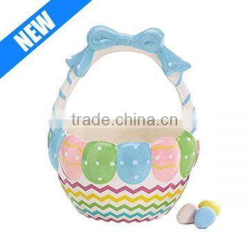 Ceramic Easter Egg Basket Candy Dish Holiday Home Decor