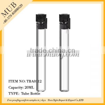 Whoelsale 20ml empty clear glass test tube bottle vial for perfume with plastic stopper