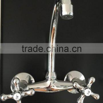 Double Handle Brass ZNIC Kitchen Faucet photo-5