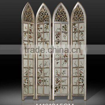 Retro Art Painting Bookcase Design Wooden Floor Screen, Creative Furniture Decorative Four Panel Folding Screen photo-4