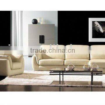 white color genuine leather sofa set | living room sofa made in leather or fabric B400014