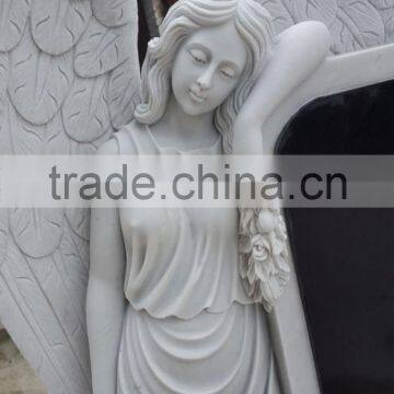 Hand Carved Natural Stone Angel Headstone photo-3