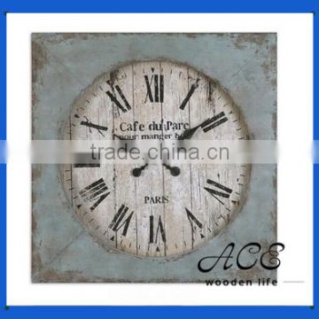 Wooden Old Look Painting Wall Clock for Home Decoration