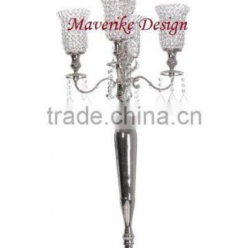 Silver Crystal Candelabra For Wedding, Crystal Votive Candle Holder For Wedding Centerpiece